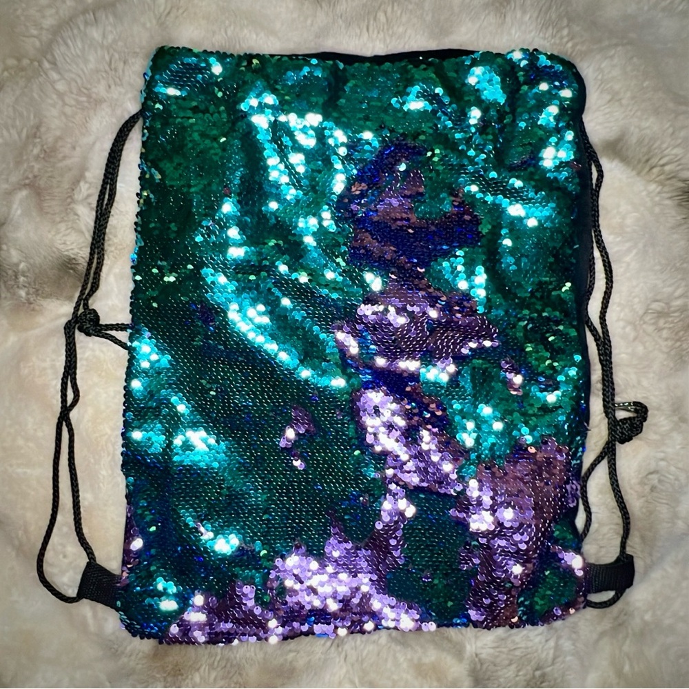 Sequin Drawstring Bag - Blur and Purple